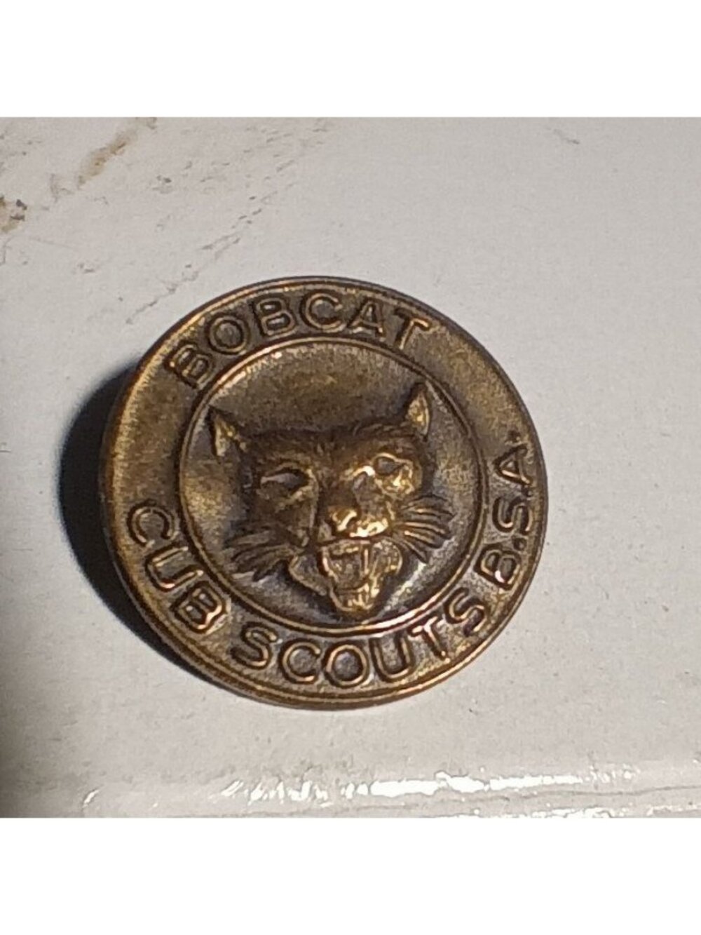 Vintage Bobcat Cub Scouts BSA Pinback Button - Bronze